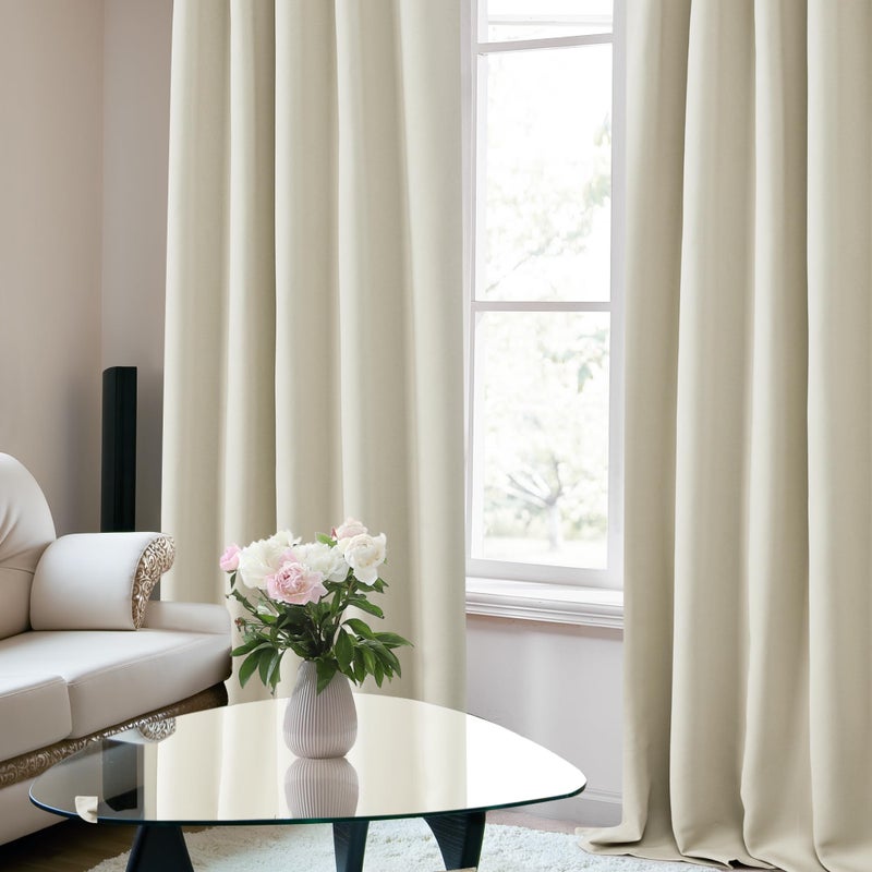 Deconovo Room Darkening Curtains for Living Room, Light Beige Light Filtering Thermal Drapes 72 Inches Long, Back Tab and Rod Pocket Window Curtains, 42W x 72L Inch, 2 Panels - Image 5